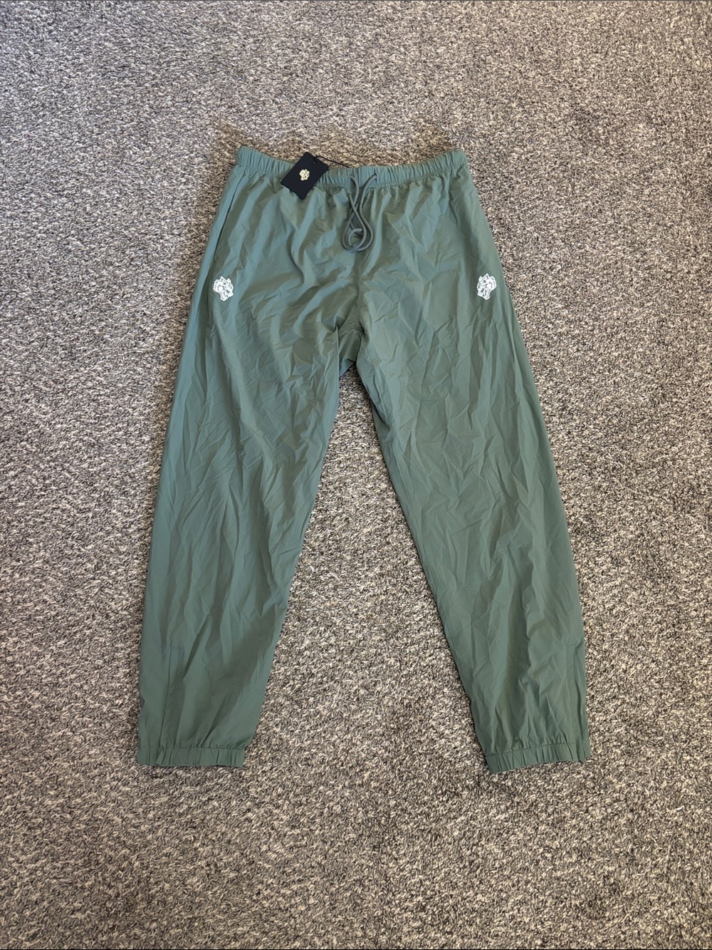 Darc Sport Dual Wolf Head Hybrid Nylon Track Pants Hunter Green XL NWT athletic
